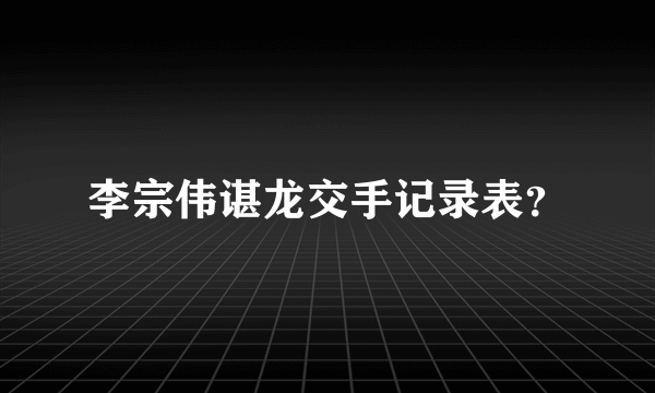 李宗伟谌龙交手记录表？