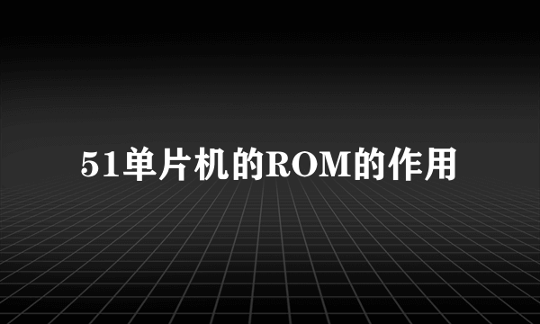 51单片机的ROM的作用