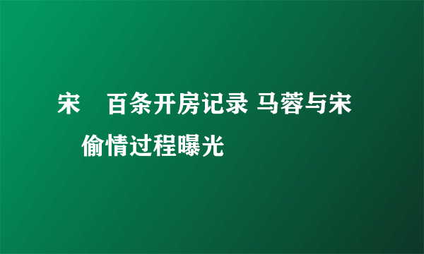 宋喆百条开房记录 马蓉与宋喆偷情过程曝光