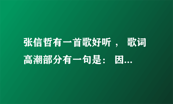 张信哲有一首歌好听 ， 歌词高潮部分有一句是： 因为爱 ， 这是首什么歌 ?