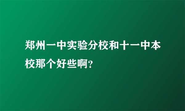 郑州一中实验分校和十一中本校那个好些啊？