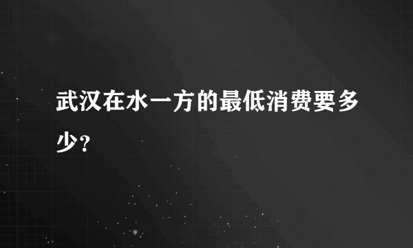 武汉在水一方的最低消费要多少？