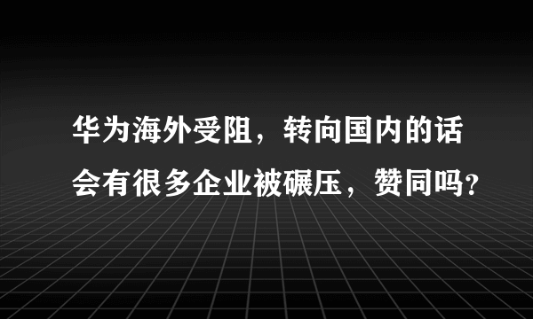 华为海外受阻，转向国内的话会有很多企业被碾压，赞同吗？