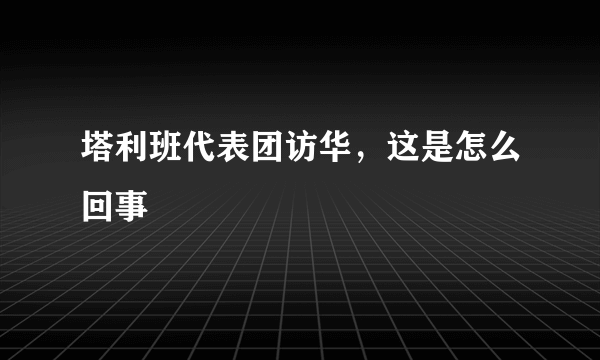 塔利班代表团访华，这是怎么回事