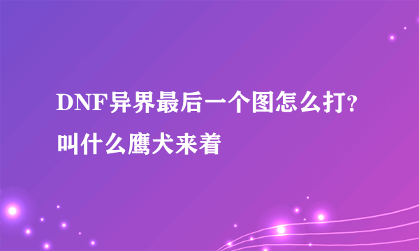 DNF异界最后一个图怎么打？叫什么鹰犬来着