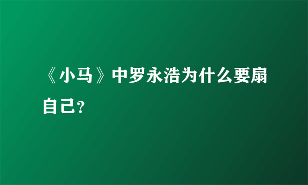 《小马》中罗永浩为什么要扇自己？