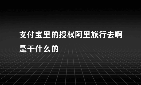 支付宝里的授权阿里旅行去啊是干什么的