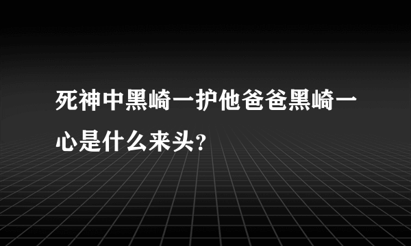 死神中黑崎一护他爸爸黑崎一心是什么来头？