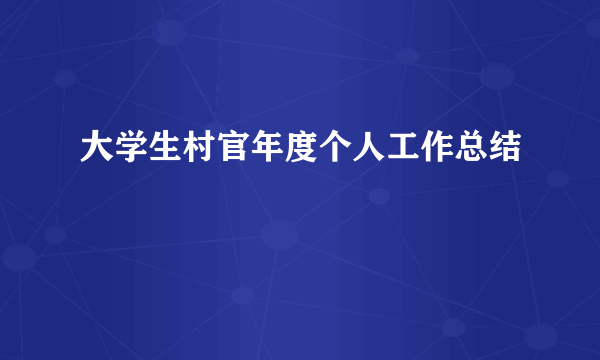 大学生村官年度个人工作总结