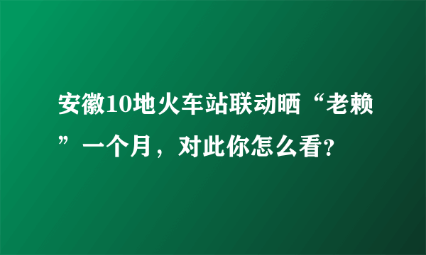 安徽10地火车站联动晒“老赖”一个月，对此你怎么看？