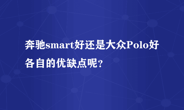 奔驰smart好还是大众Polo好各自的优缺点呢？