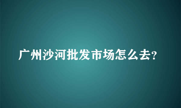 广州沙河批发市场怎么去？