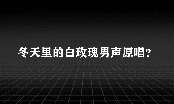 冬天里的白玫瑰男声原唱？