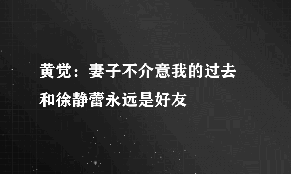 黄觉：妻子不介意我的过去 和徐静蕾永远是好友