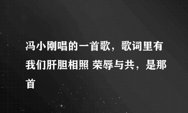 冯小刚唱的一首歌，歌词里有我们肝胆相照 荣辱与共，是那首