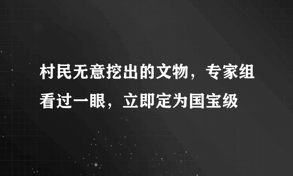 村民无意挖出的文物，专家组看过一眼，立即定为国宝级