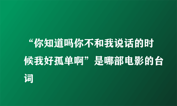 “你知道吗你不和我说话的时候我好孤单啊”是哪部电影的台词