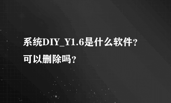 系统DIY_Y1.6是什么软件？可以删除吗？