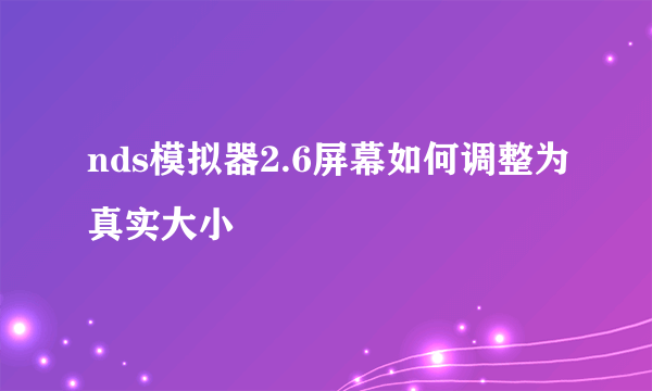 nds模拟器2.6屏幕如何调整为真实大小