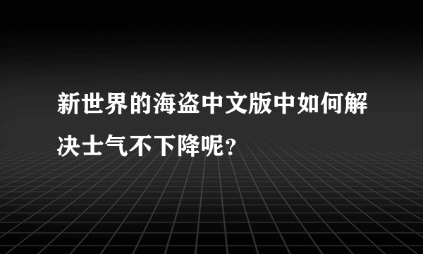 新世界的海盗中文版中如何解决士气不下降呢？