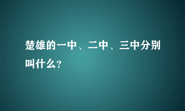 楚雄的一中、二中、三中分别叫什么？