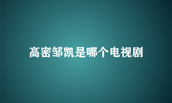 高密邹凯是哪个电视剧