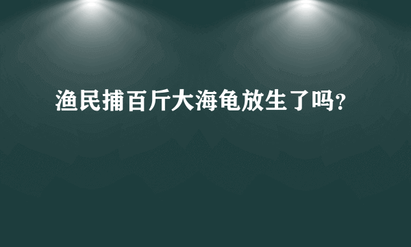 渔民捕百斤大海龟放生了吗？