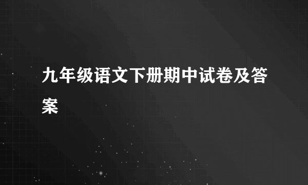 九年级语文下册期中试卷及答案