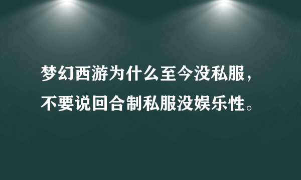 梦幻西游为什么至今没私服，不要说回合制私服没娱乐性。