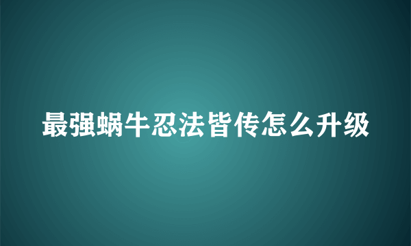 最强蜗牛忍法皆传怎么升级