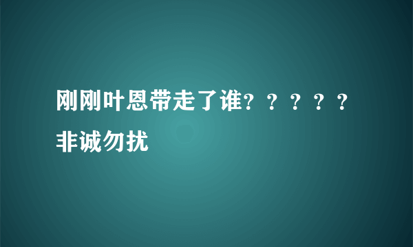 刚刚叶恩带走了谁？？？？？非诚勿扰