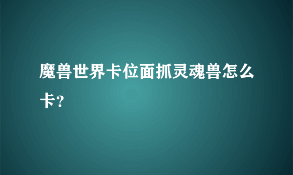 魔兽世界卡位面抓灵魂兽怎么卡？