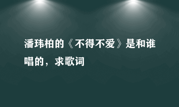 潘玮柏的《不得不爱》是和谁唱的，求歌词