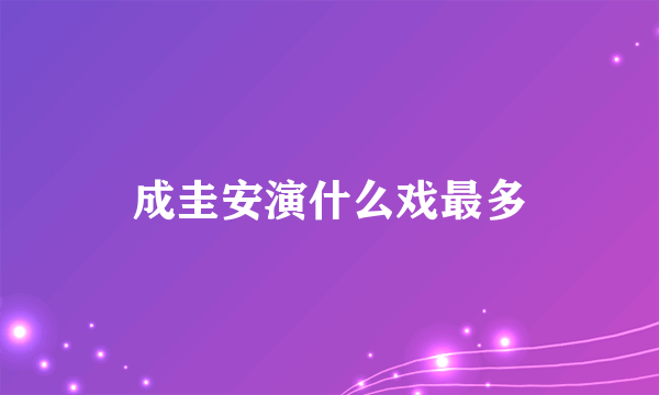 成圭安演什么戏最多