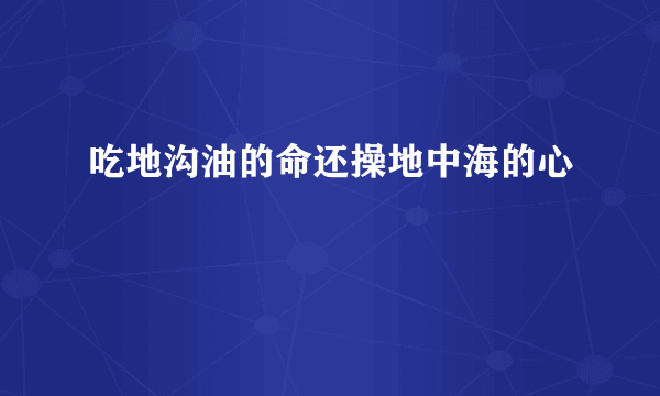 吃地沟油的命还操地中海的心