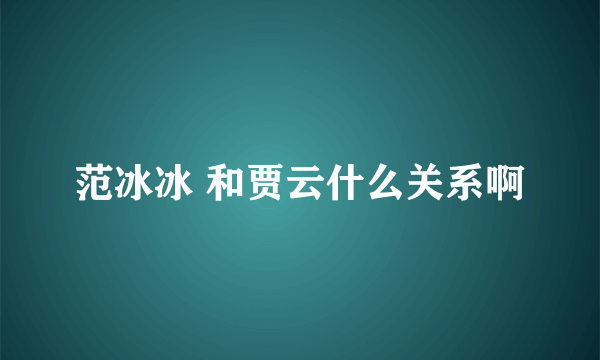 范冰冰 和贾云什么关系啊