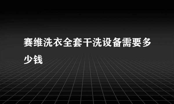 赛维洗衣全套干洗设备需要多少钱