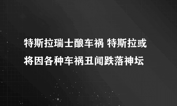 特斯拉瑞士酿车祸 特斯拉或将因各种车祸丑闻跌落神坛