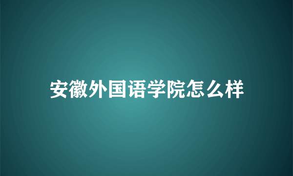 安徽外国语学院怎么样