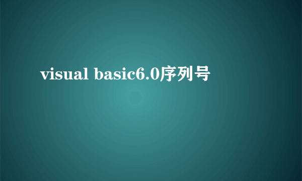 visual basic6.0序列号