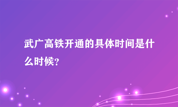 武广高铁开通的具体时间是什么时候？