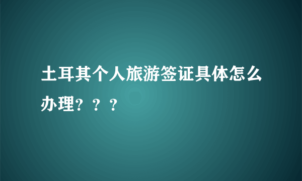 土耳其个人旅游签证具体怎么办理？？？