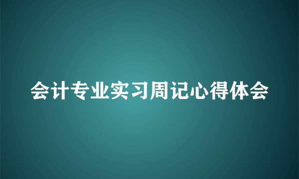 会计专业实习周记心得体会