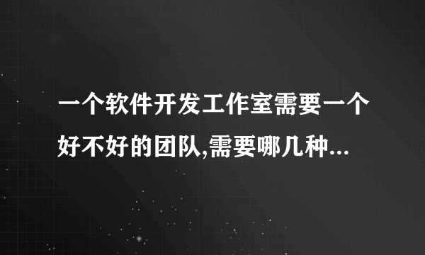 一个软件开发工作室需要一个好不好的团队,需要哪几种角色?需要投资多少钱?