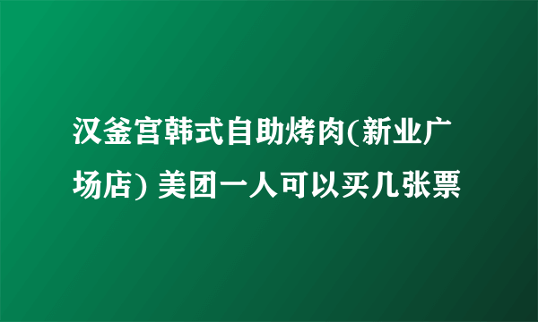 汉釜宫韩式自助烤肉(新业广场店) 美团一人可以买几张票