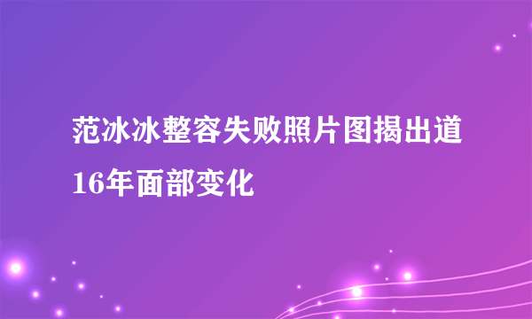 范冰冰整容失败照片图揭出道16年面部变化