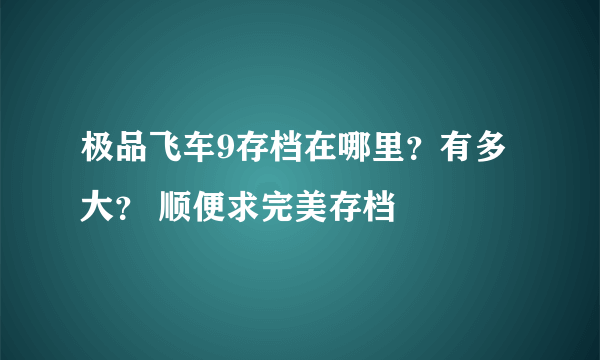 极品飞车9存档在哪里？有多大？ 顺便求完美存档