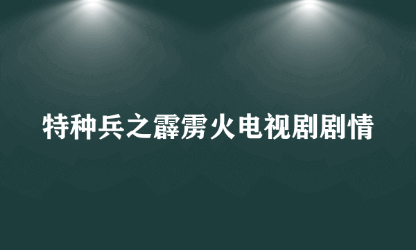 特种兵之霹雳火电视剧剧情