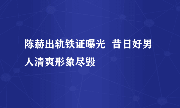 陈赫出轨铁证曝光  昔日好男人清爽形象尽毁