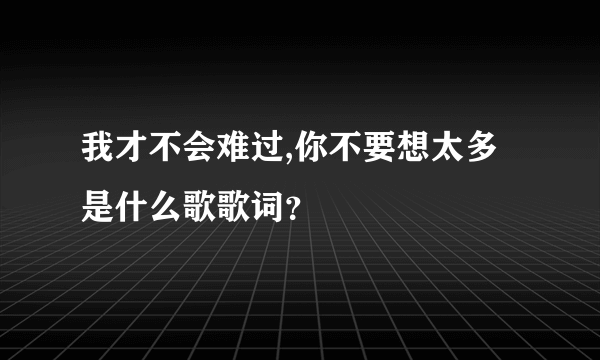 我才不会难过,你不要想太多是什么歌歌词？